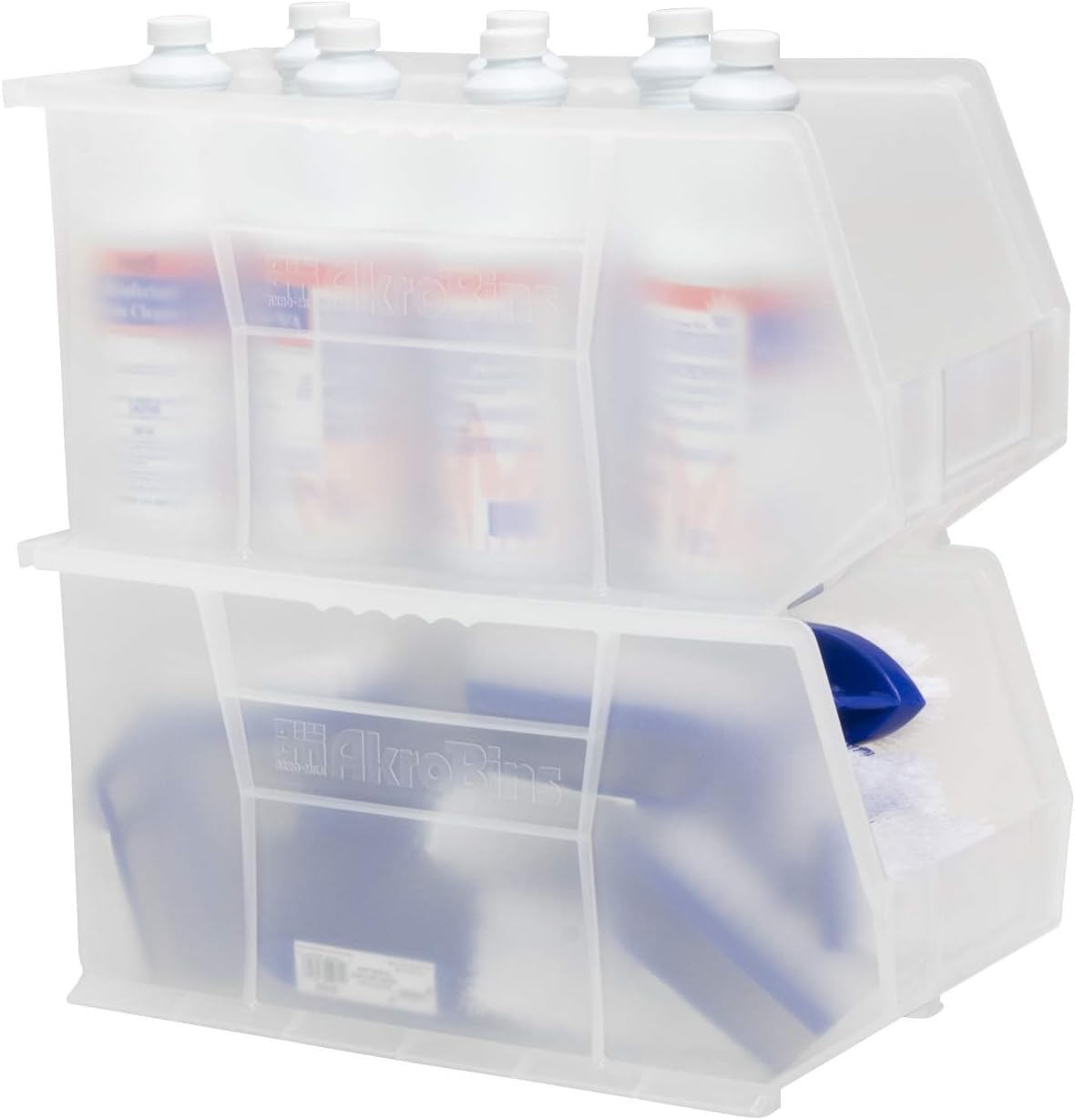 Akro-Mils 30265 AkroBins Plastic Storage Bins, 18"x8.25"x9", Clear, 6-Pack