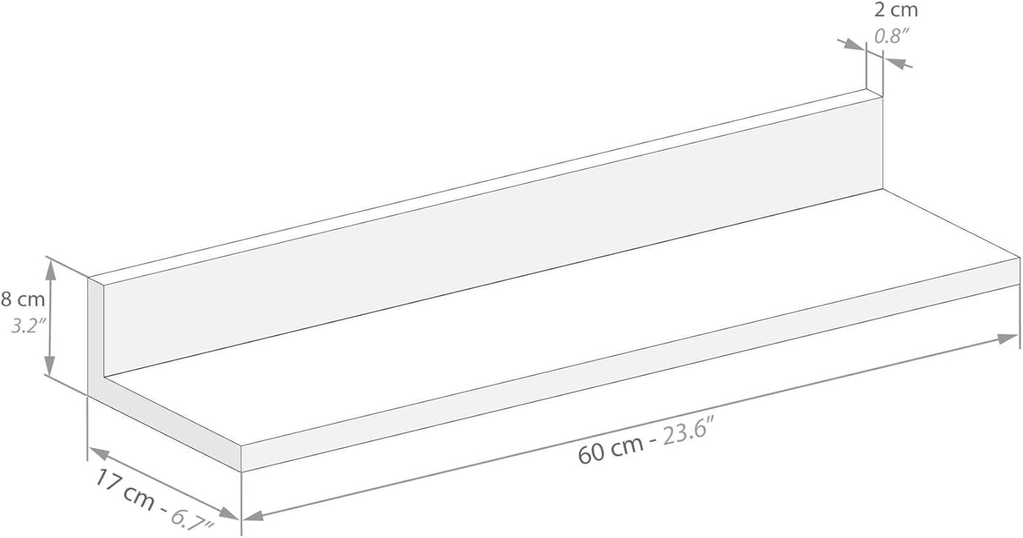 Mobili Fiver, Set of 2 Rachele Shelves, 23.62 in, Ashwood Black, Melamine-Finished, Wall Mounted Shelves for Bedroom, Corridor, Kitchen, Entrance, Living Room, Office, Italian Furniture