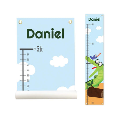 Personalized Kids Canvas Growth Chart, Height Chart, Growth Chart Banner, Crocodile