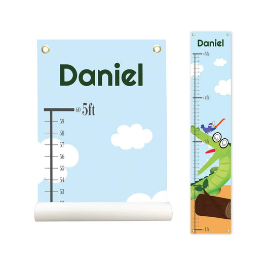 Personalized Kids Canvas Growth Chart, Height Chart, Growth Chart Banner, Crocodile