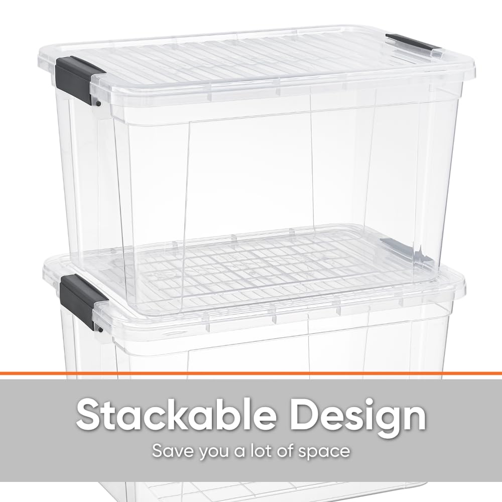 Superio Clear Storage Box with Lid, 14.25 Quart Plastic Container Bins for Organizing, Stackable