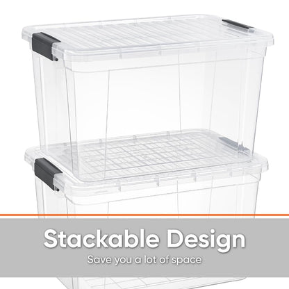 Superio Clear Storage Box with Lid, 14.25 Quart Plastic Container Bins for Organizing, Stackable