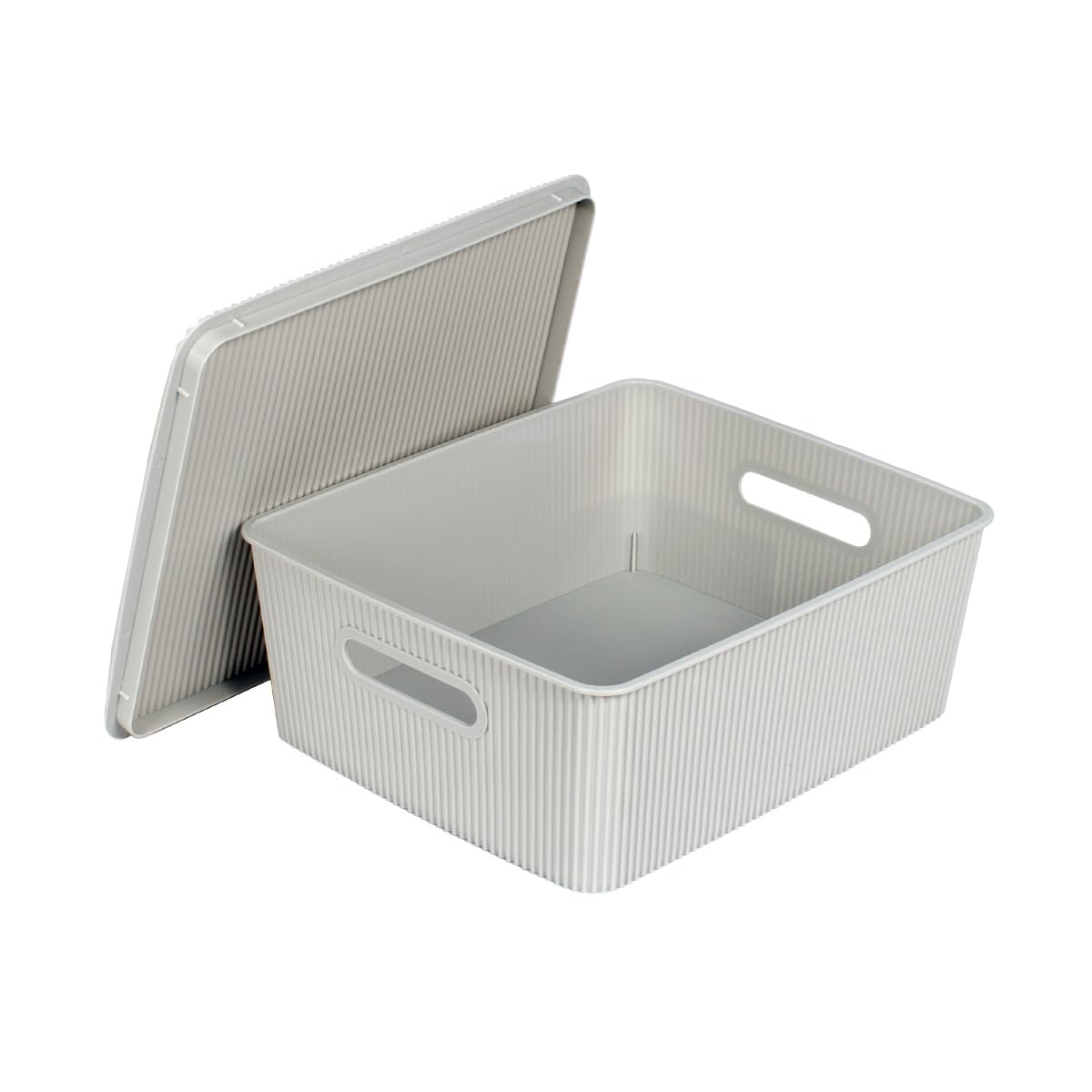 Glad Storage Baskets with Lids - Set of 4 Stackable Plastic Boxes with Handles - Decorative Shelf