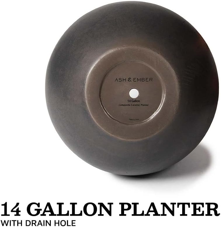 Ash & Ember Onyx 16" D Ceramic Indoor Outdoor Round Sphere Planter, Charcoal, Home Décor Evergreen Weather Resistant Modern Planter Pot, Seamless Herb & Seasonal Flower Garden Box