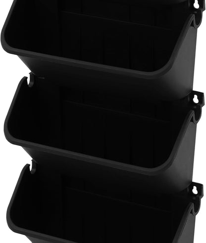 18 Pots Self-Watering Vertical Wall Planter, 39.4”L x 39.4”H Stackable Plastic Wall-Mounted Plant Grow Pots, Wall Hang Garden Planter Outdoor Indoor for Herbs Flowers Strawberries (Black)