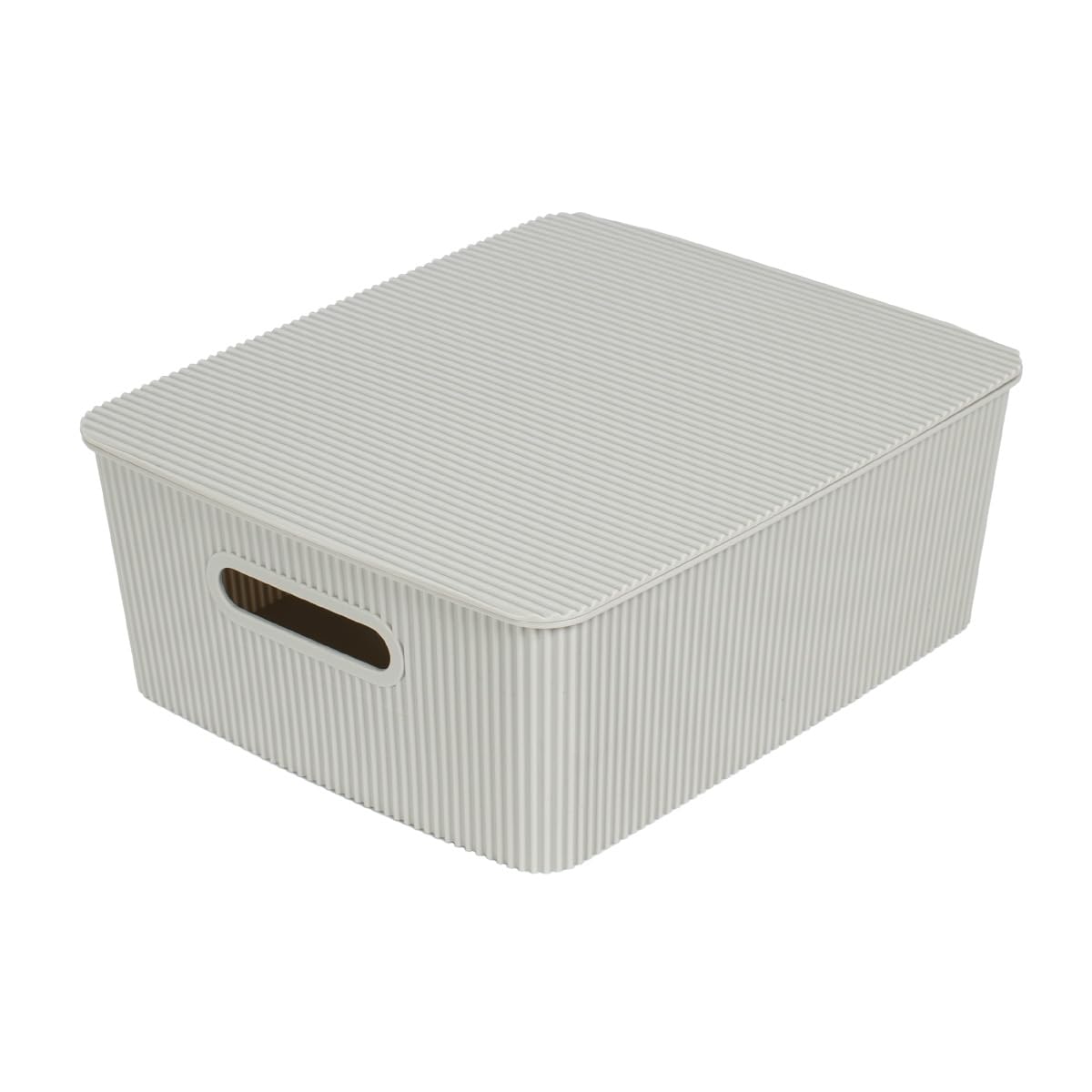 Glad Storage Baskets with Lids - Set of 4 Stackable Plastic Boxes with Handles - Decorative Shelf