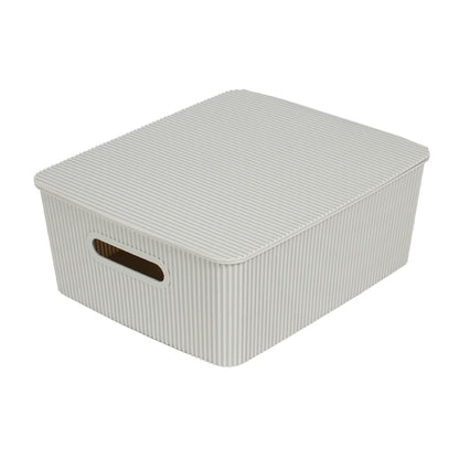 Glad Storage Baskets with Lids - Set of 4 Stackable Plastic Boxes with Handles - Decorative Shelf