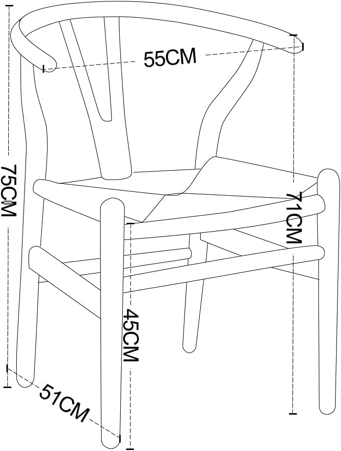 Tomile Solid Wood Wishbone Chair Y Chair Mid-Century Armrest Dining Chair, Hemp Seat (Ash Wood - Black with Natural seat.)