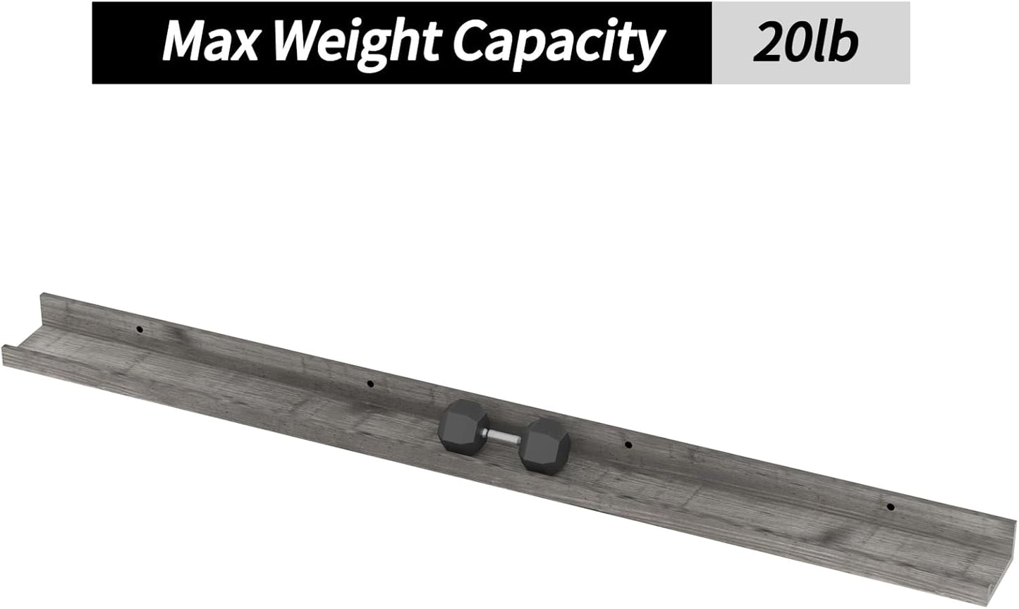 Giftgarden 47 Inch Gray Floating Shelves for Wall Mount, Grey Wood Wall Shelf Ledge for Bathroom Bedroom Living Room Kitchen Storage, Set of 3 Different Sizes