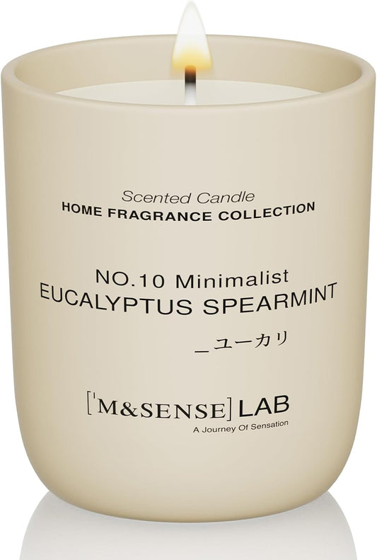 M&SENSE Natural Soy Candle| Eucalyptus Spearmint | 5.3 oz | Minimalist Scented Candle for