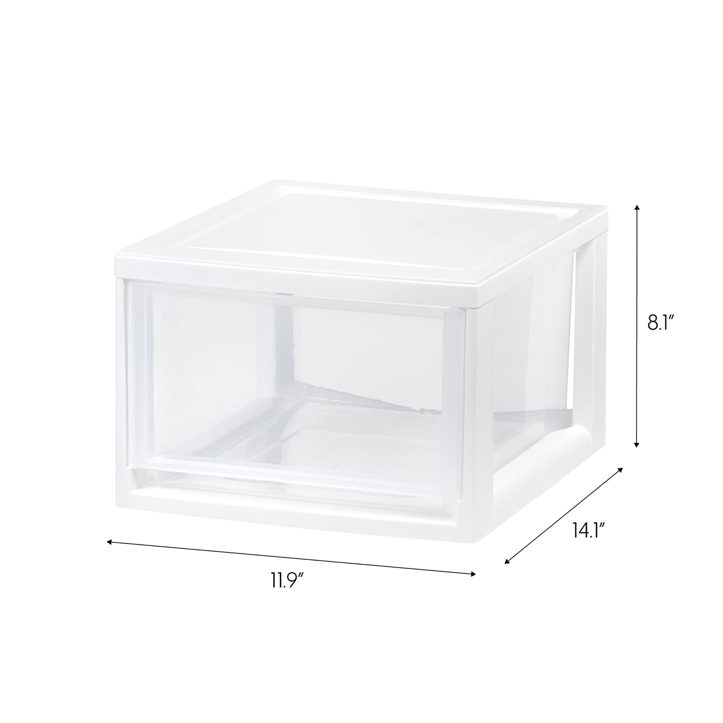 IRIS USA 3-Pack, 14.5 Qt. Stacking Drawer Storage Organizer, White
