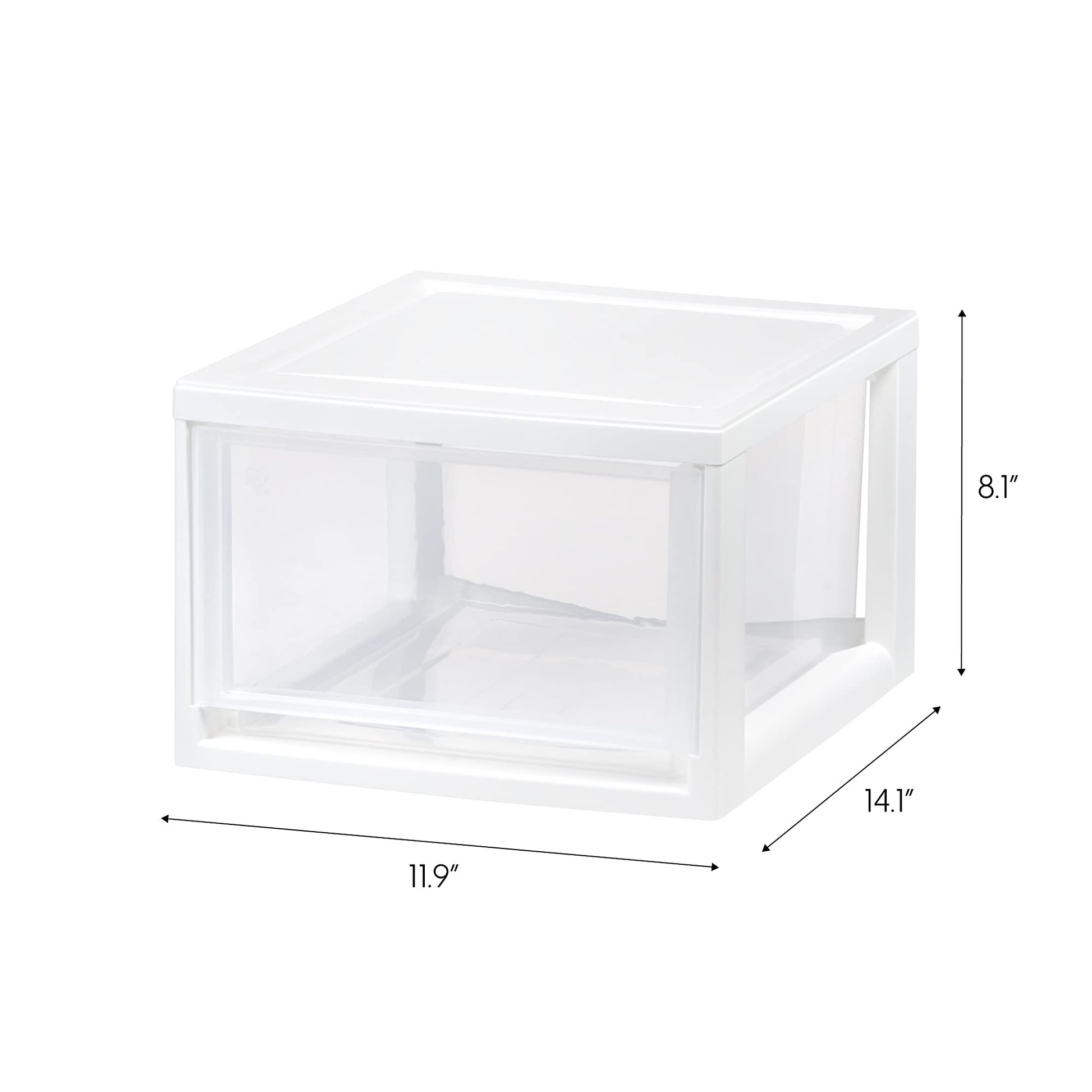IRIS USA 3-Pack, 14.5 Qt. Stacking Drawer Storage Organizer, White