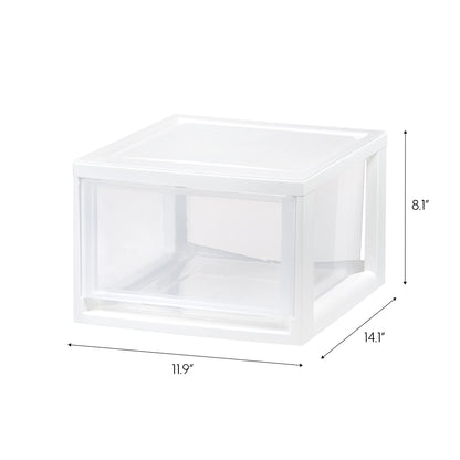 IRIS USA 3-Pack, 14.5 Qt. Stacking Drawer Storage Organizer, White