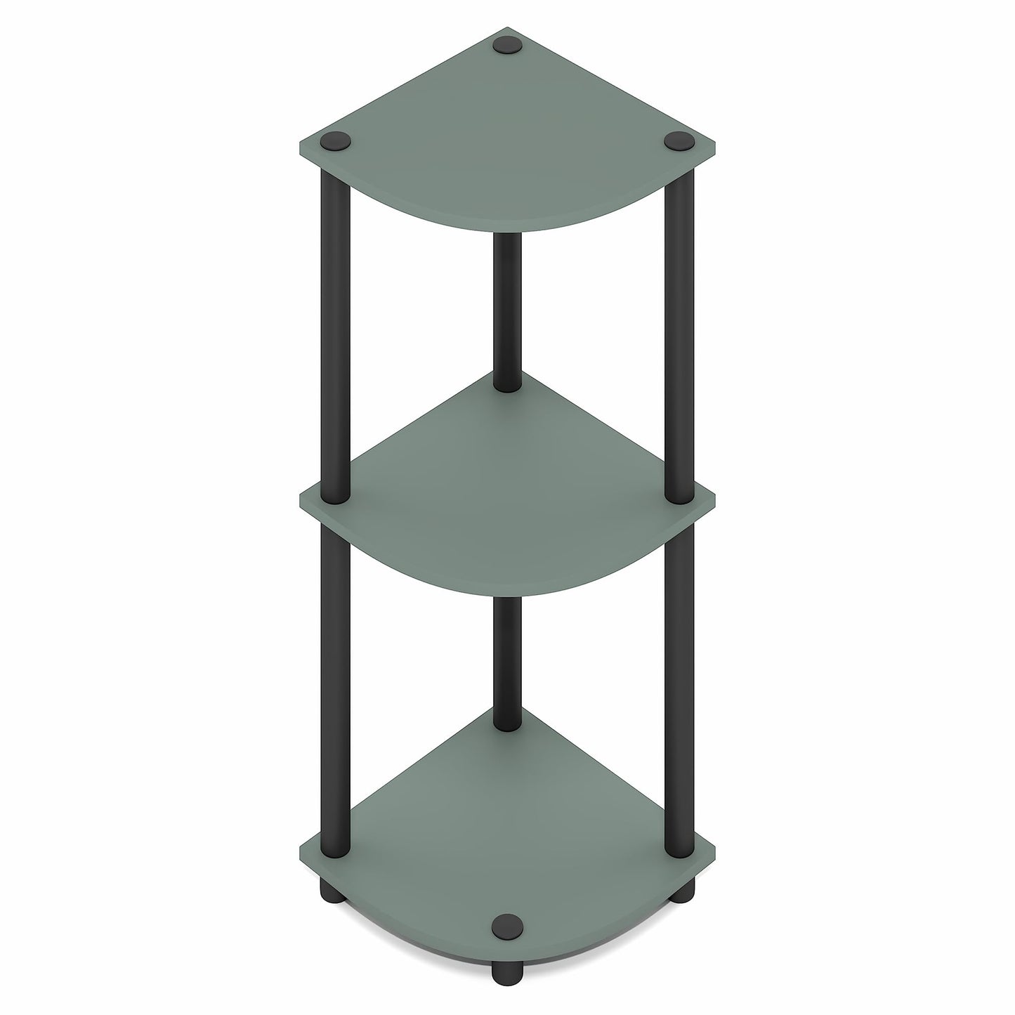 Furinno Turn-N-Tube Corner Shelf, 3-Tier Corner Bookshelf, Display Storage Shelves with Open