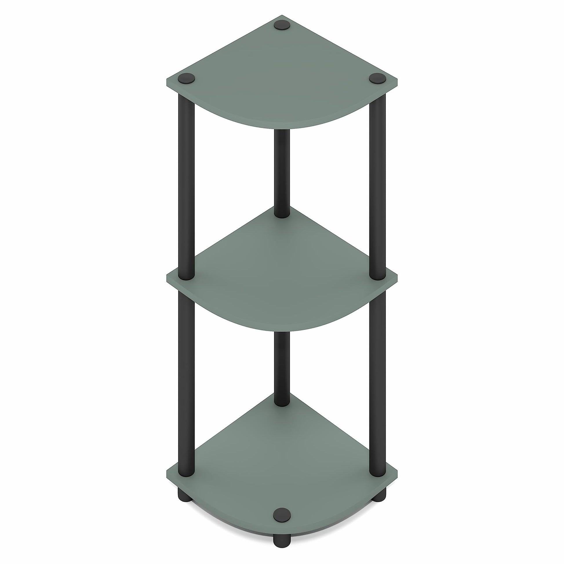 Furinno Turn-N-Tube Corner Shelf, 3-Tier Corner Bookshelf, Display Storage Shelves with Open