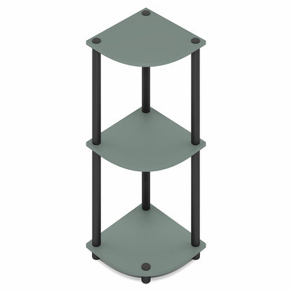 Furinno Turn-N-Tube Corner Shelf, 3-Tier Corner Bookshelf, Display Storage Shelves with Open
