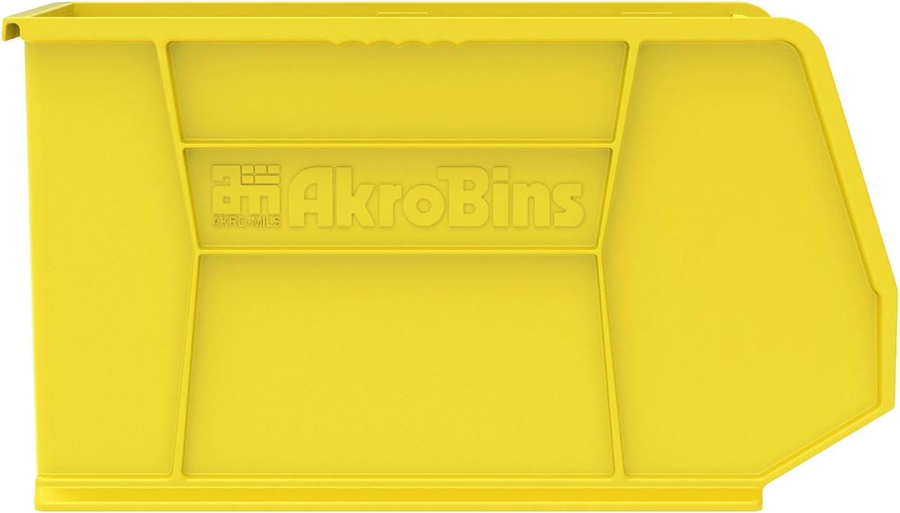 Akro-Mils 30265 AkroBins Plastic Storage Bins, 18"x8.25"x9", Yellow, 6-Pack