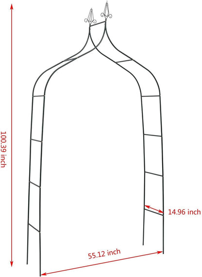 DOEWORKS Wedding Arch Stand, Party Show Backdrop Arch Frame, Garden Metal Arbor, 8'4'' High x 4'7'' Wide, Dark Green.