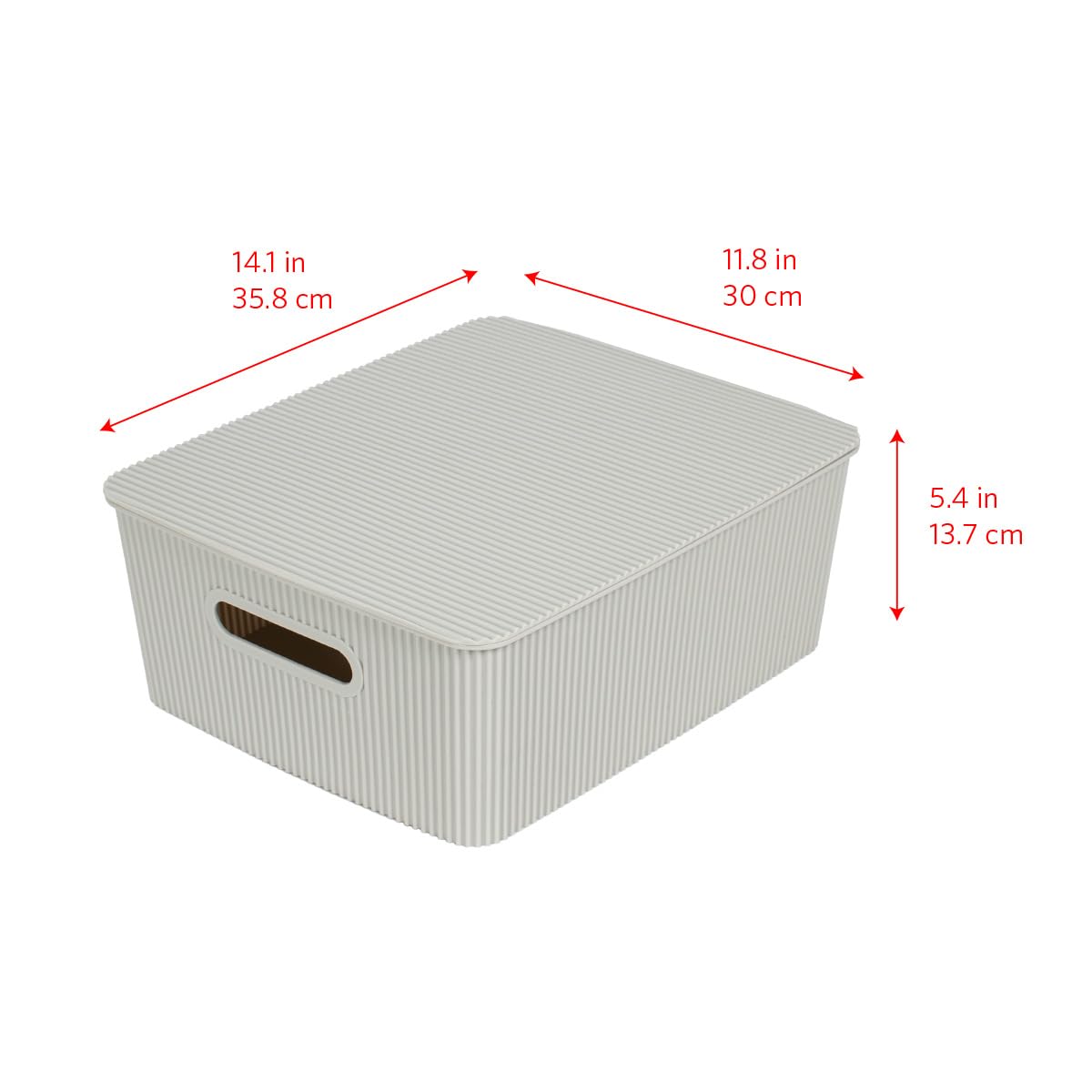 Glad Storage Baskets with Lids - Set of 4 Stackable Plastic Boxes with Handles - Decorative Shelf