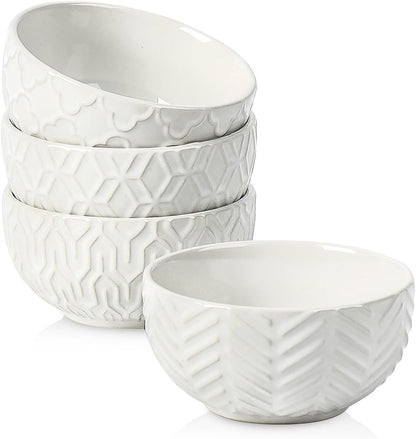 Sureasy Mini Ceramic Dipping Bowls – 4 oz, 3.5 Inch Small Bowls for Sauces & Side Dishes, Microwave & Dishwasher Safe, Set of 4, White