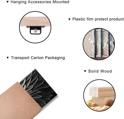 LASMOND Abstract Black and White Wall Art for Living Room Modern Canvas Print Painting Lines Flower Floral Large Artwork Bedroom Home Office Wall Décor (40x20 Inches)