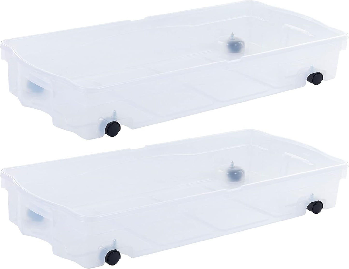 Rubbermaid 68 Quart Under the Bed Low Profile Storage Boxes with Dual Hinged Lids and Easy Rolling