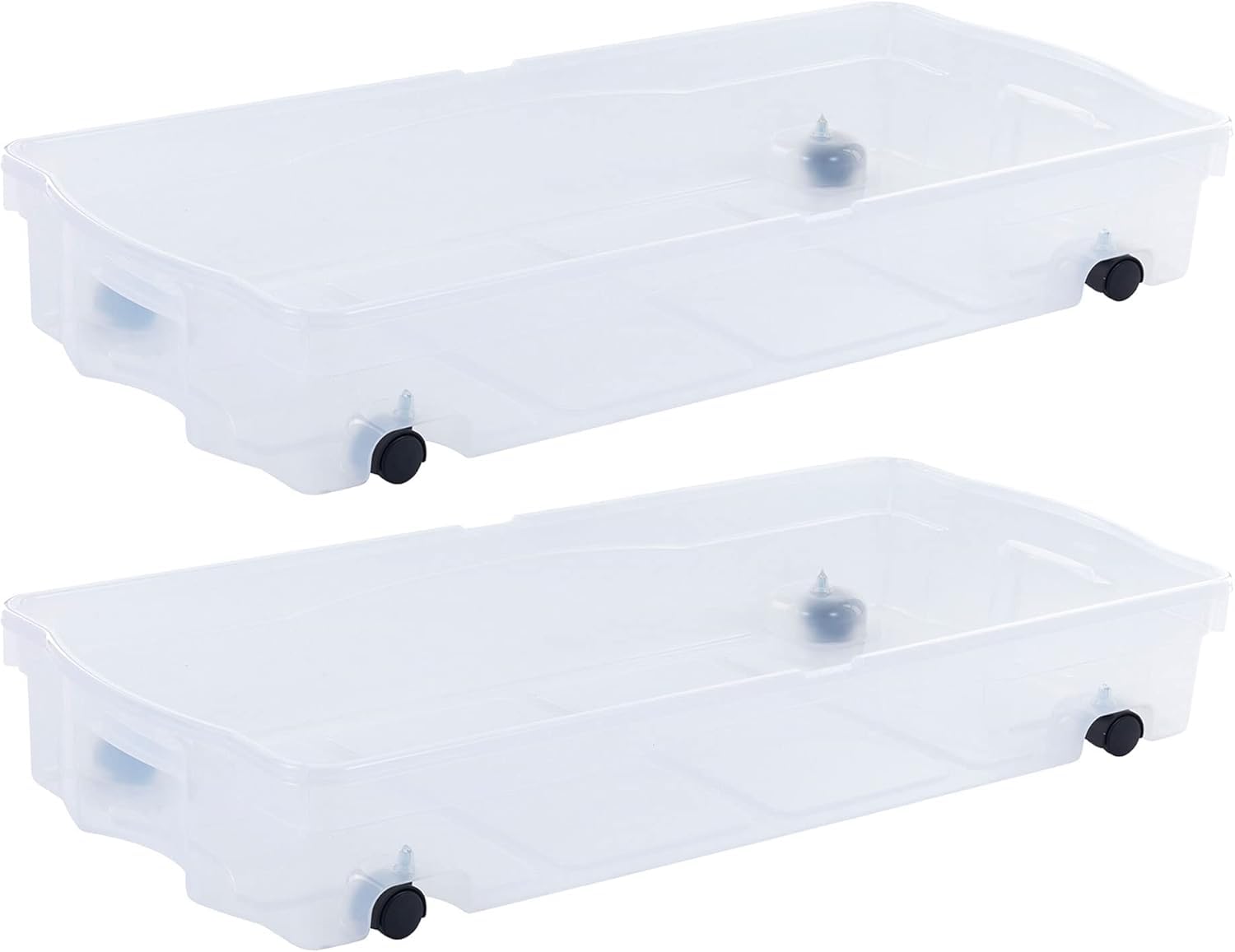 Rubbermaid 68 Quart Under the Bed Low Profile Storage Boxes with Dual Hinged Lids and Easy Rolling