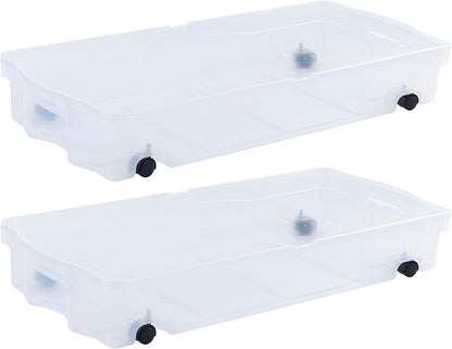 Rubbermaid 68 Quart Under the Bed Low Profile Storage Boxes with Dual Hinged Lids and Easy Rolling