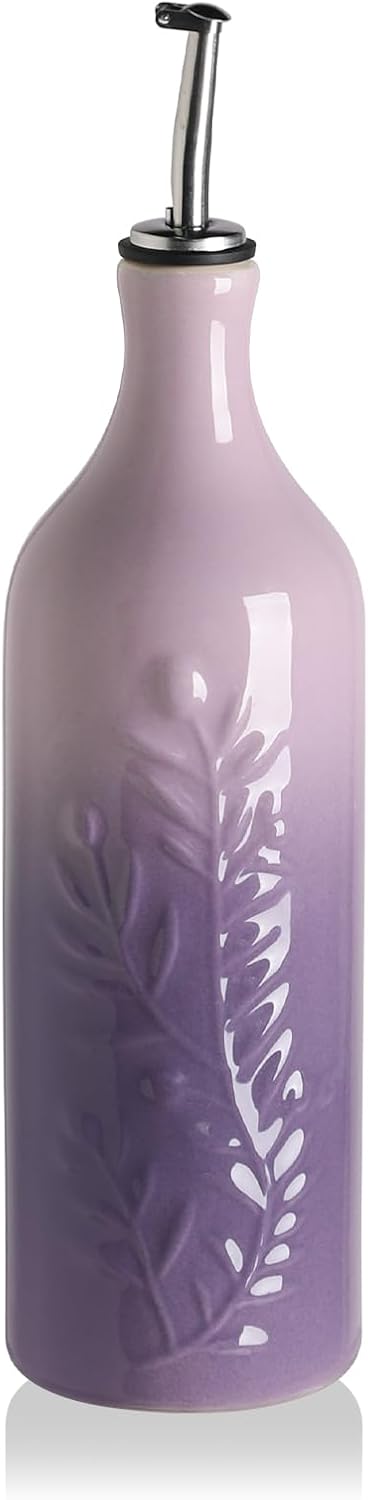 Sweejar Large Olive Oil Dispenser Bottle with Spout, 24 Oz Ceramic Dispenser for Kitchen, Relief