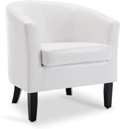 BELLEZE Accent Barrel Chair, Club Tub Sofa Corner Chair with Flared Legs and Cozy Soft Padding for Living Room Bedroom Waiting Room - White