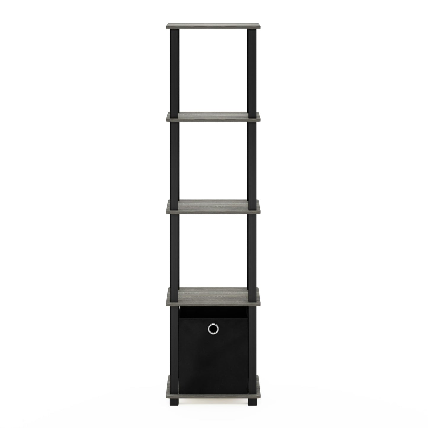 FURINNO TNT No Tools 5-Tier Display Decorative Shelf, French Oak Grey/Black/Black