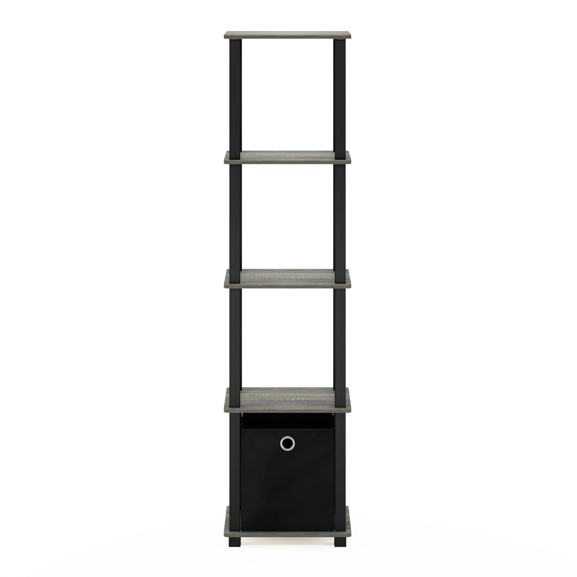 FURINNO TNT No Tools 5-Tier Display Decorative Shelf, French Oak Grey/Black/Black
