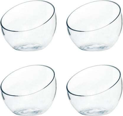 Craft And Party, Slantted Glass Cut Bubble Bowl, 6" Height x 7" Width Slantted Bubble vase for Terraium, Flower vase Centerpiece, Set of 4