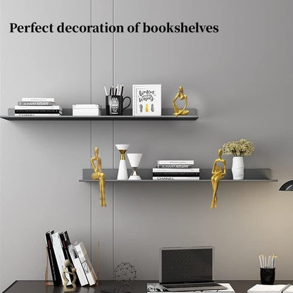 Gold Home Decor Thinker Statue Accents, Set of 3 Thinker Sculptures Office Decor Modern Abstract Resin Decoration on Shelf Table Desk for Living Room Office Bedroom (Small Gold)