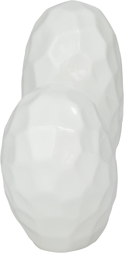 Deco 79 Porcelain Ceramic Heart Decorative Sculpture Dimensional Angled Origami Inspired Home Decor Statue, Accent Figurine 8" x 3" x 8", White