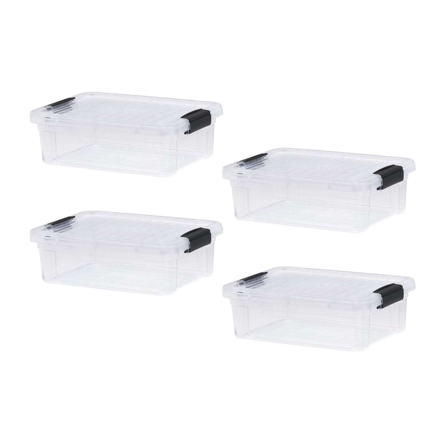 Superio Clear Storage Boxes with Lids, 4.5 Quart Plastic Container Bins for Organizing, Stackable