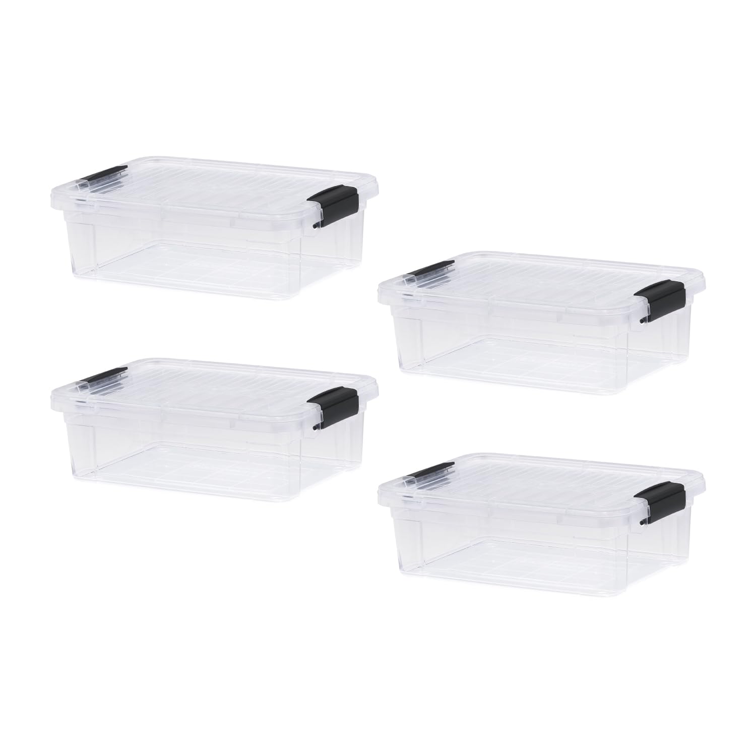 Superio Clear Storage Boxes with Lids, 4.5 Quart Plastic Container Bins for Organizing, Stackable