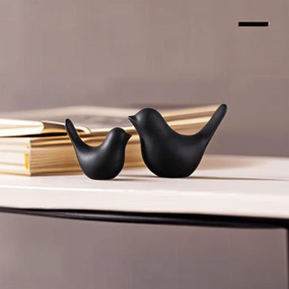 Small Animal Statues, Black Bird Figurines Home Decor, Modern Home Decorative, Ceramic Decor for Office Desktop, Bookshelf, Bedroom, Living Room, Cabinets, Coffee Table(Black 2 Pcs)