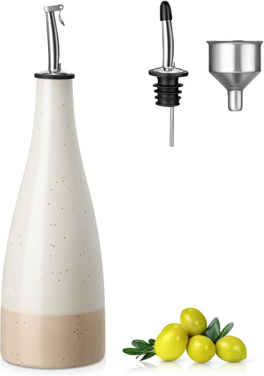 vancasso 16 Oz Ceramic Olive Oil Dispenser Bottle, Bottle Dispenser with Spout and Funnel for