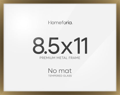 Homeforia 8.5x11 Diploma Frame Bronze, High End Metal 8.5 x 11 Certificate Frames, 11x8.5 Document Frame for Wall or Tabletop, 8.5by11 Letter Size Graduation Frames, Tempered Glass, Wall Kit, Set of 1