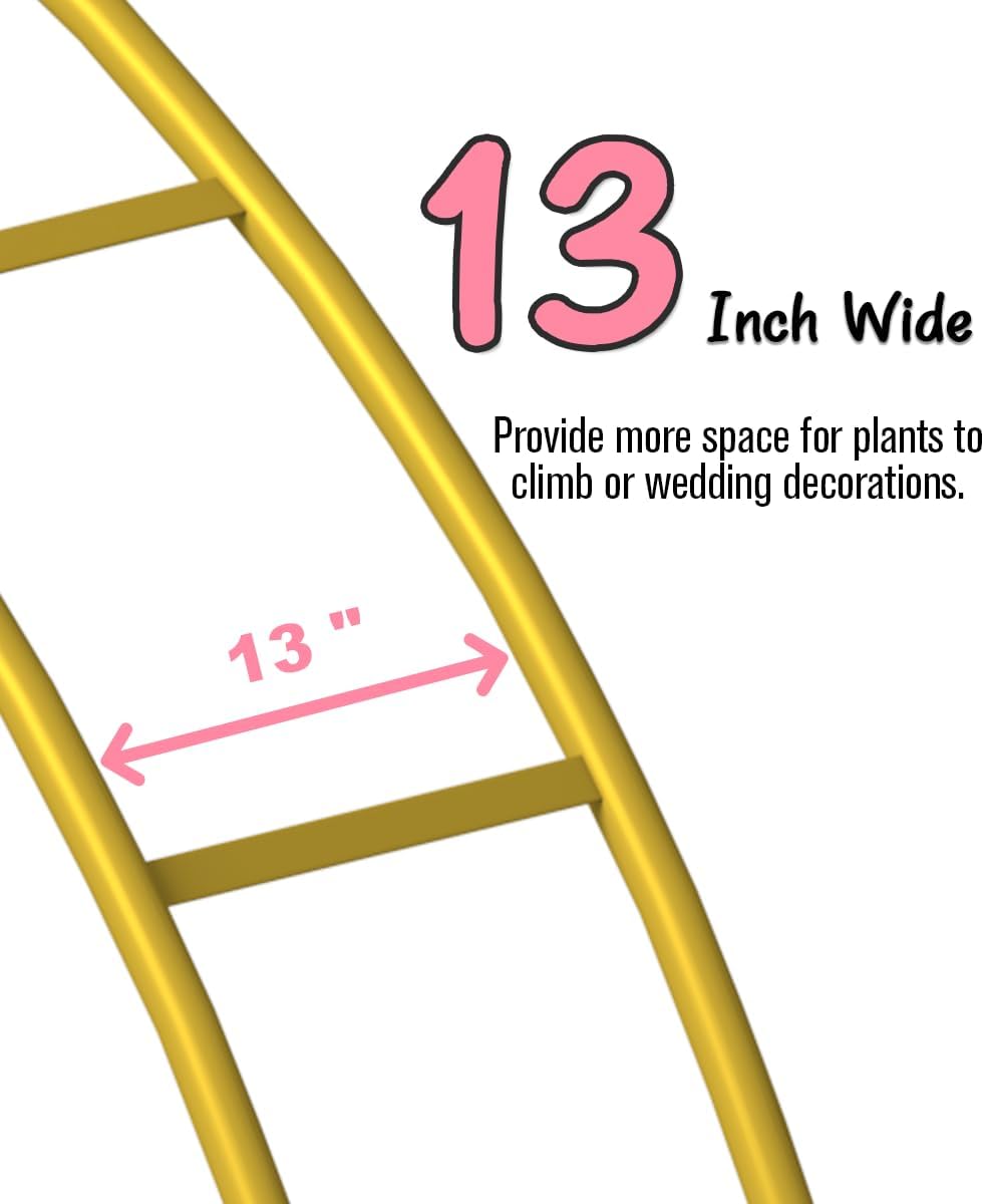 Queension Metal Arch Backdrop Stand 7Ft Wide 7.7Ft High, Wedding Arch Frame for Wedding Decorations, Balloon Arch Stand with Base for Ceremony, Outdoor Garden Arch Trellis for Climbing Plants, Gold