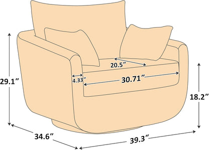 360° Swivel Accent Armchair, 39.3" Oversized, Sherpa Boucle Fabric Sofa Chair with Removable Back & Arm Pillows, Swivel Chair with Cozy Soft Padded, No Assembly Required (1, Cream White)