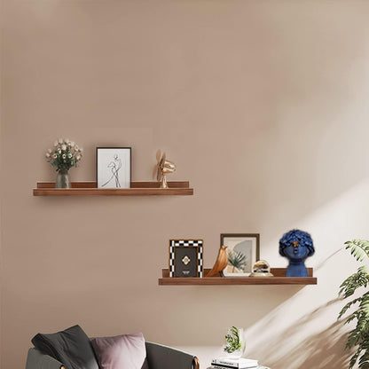 AZSKY Floating Nursery Book Shelves Light Fair Pale Walnut Rustic Picture Photo Ledge Shelves Wall Mounted Wooden Display Shelf for Bathroom Bedroom Kitchen 24 Inch Wall Shelves a Set of 2