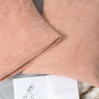CaliTime Throw Pillow Covers Decorative 20 X 26 Inches Pack of 2 Cozy Chenille Standard Pillow Shams Cases for Couch Sofa Bed Living Room Home Dusty Pink
