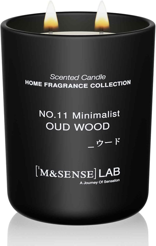 M&SENSE Natural Soy Candle| Oud Wood | 16.6 oz, 95H Burn | Minimalist Scented Candle for