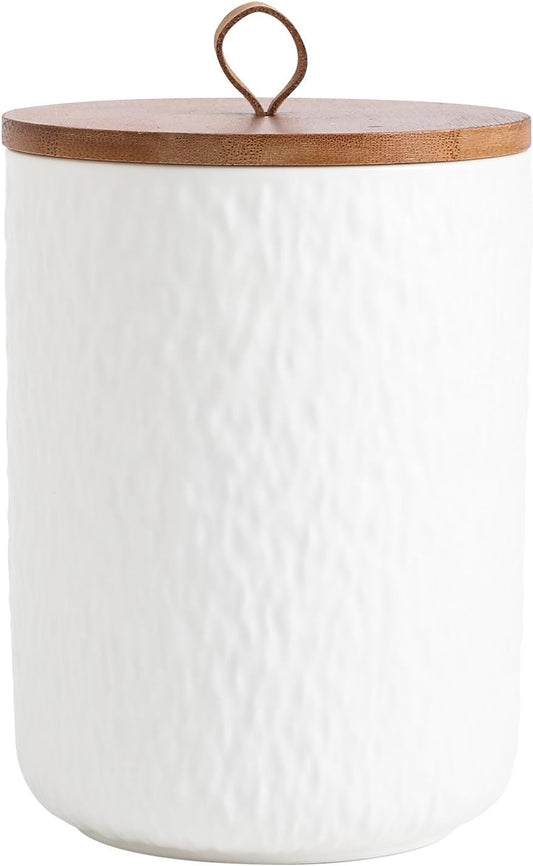 Kitchen Canisters for Countertop, Ceramic Coffee Canisters with Airtight Lids Food Storage Jars Sugar Container for Kitchen Counter Tea, Coffee Beans, Spice (#001White-44oz/1300ml)