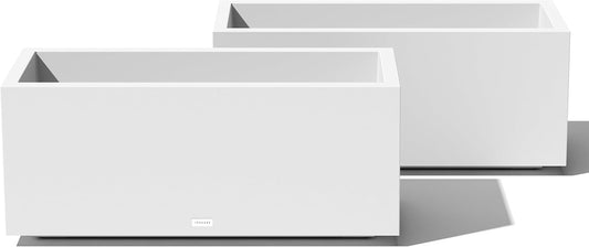 Veradek Block Series Long Box Planter - Large Rectangular Planter for Indoor or Outdoor Patio/Porch | Durable All-Weather Use with Drainage Holes | Modern Décor for Tall Plants, Flowers or Shrubs