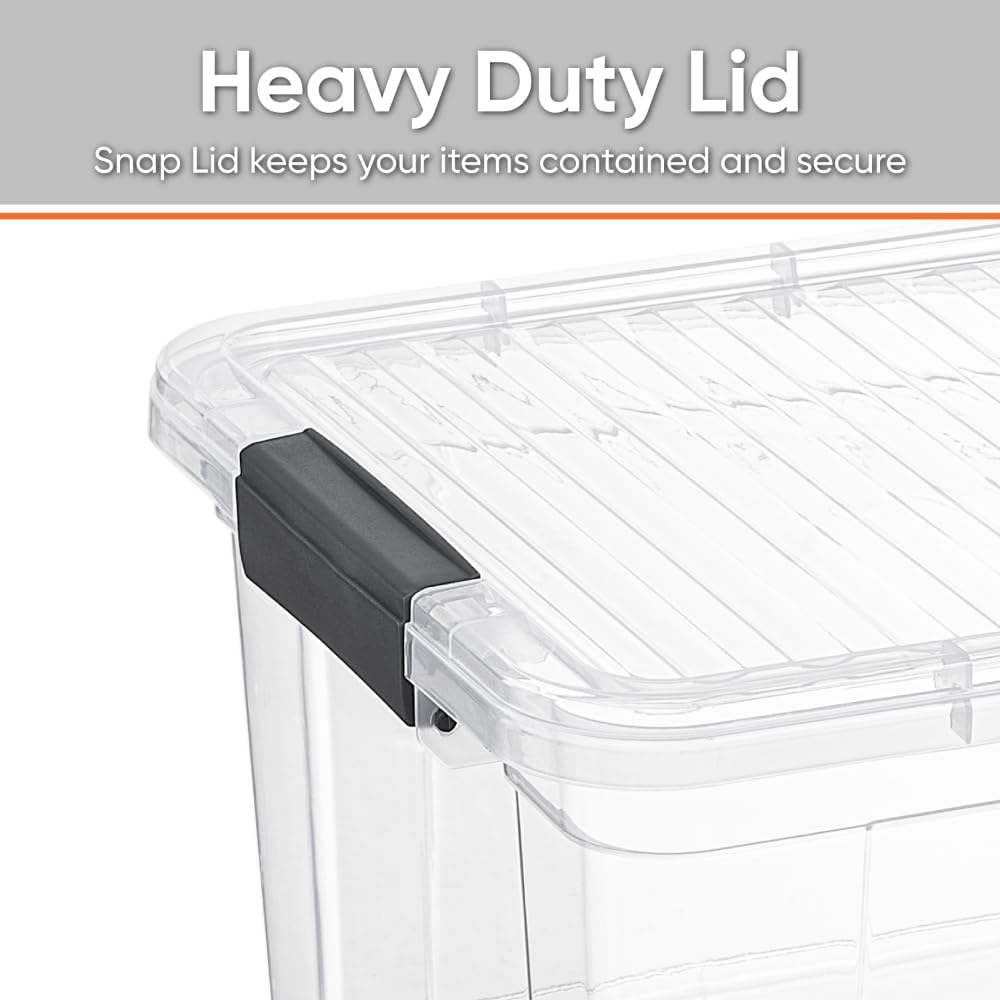 Superio Storage Bins with Lids, Clear Plastic Containers for Organizing, Stackable Totes, BPA Free