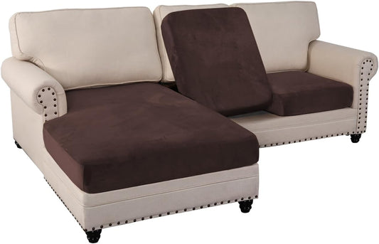 PrinceDeco Sectional Couch Covers 3 Pieces Velvet Sofa Covers L Shape Soft Couch Covers for