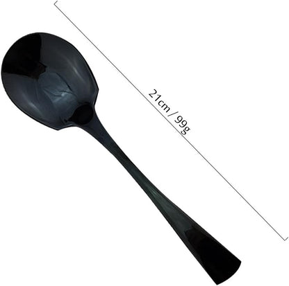 JASHII 18/10 Stainless Steel Mirror Polished Black 2 Pcs Spoon & 2 Pcs Fork Black Server Utensil Set